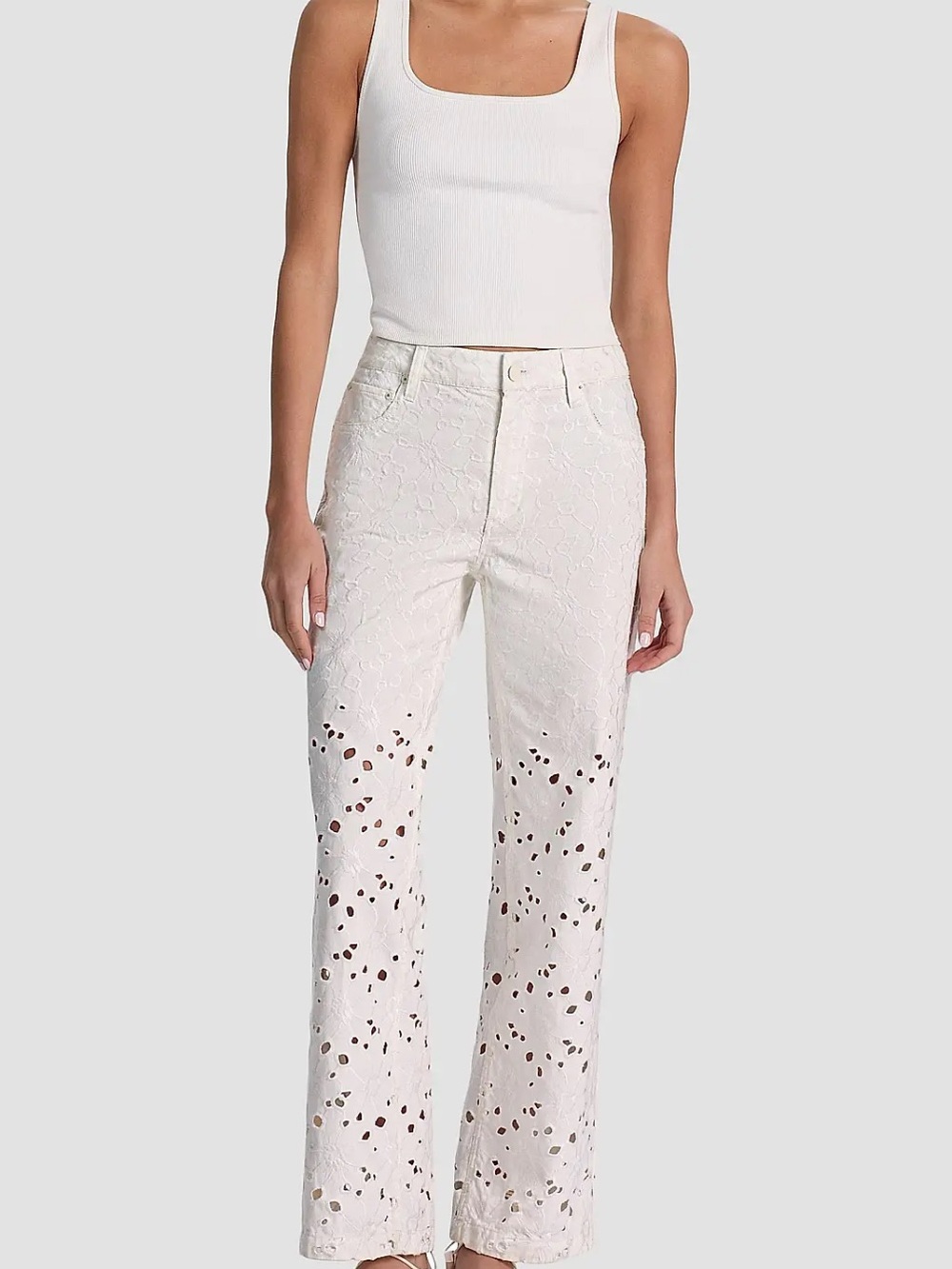 Alice + Olivia Floral Embroided High Rise Jeans - Picture 2 of 9